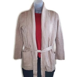 BCBGMAXAZRIA Beige Open Cardigan Ribbed Belt XS